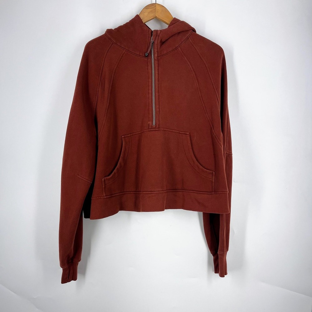 Lululemon Scuba Oversized HalfZip Hoodie Terracotta Cropped Sweatshirt SZ XL/XXL
